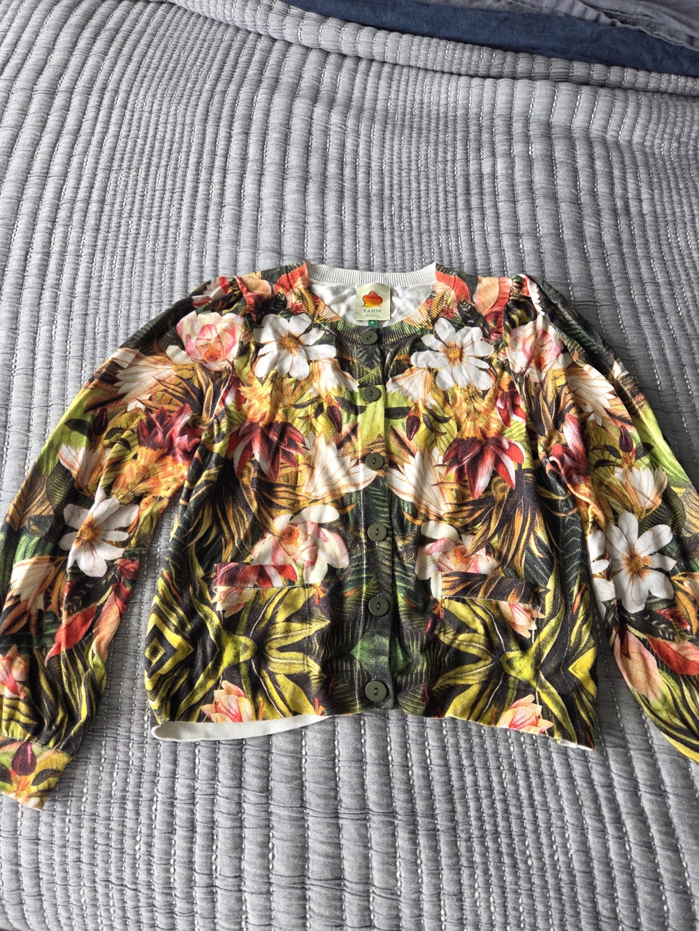FARM Rio Green Multi Floral Button-Front Cardigan - Picture 7 of 7